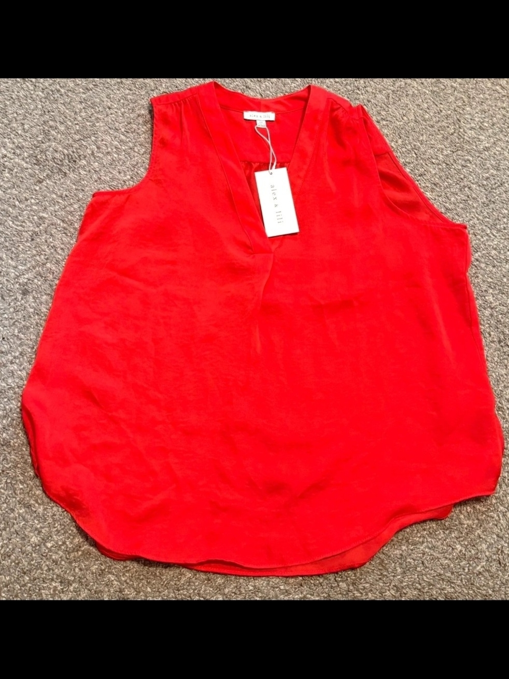 Sleeveless V-Neck Tank Top in Bright Red by Alex & Lili